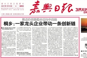 嘉興日報頭版頭條點贊！桐鄉(xiāng)：一家龍頭企業(yè)帶動一條創(chuàng)新鏈